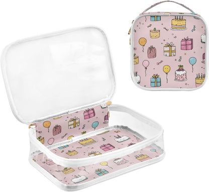 Clear Makeup Bag Approved Clear Travel Toiletry Bag with Zipper Waterproof Organizer Bags Transparent Cosmetic Pouch Traveling 2Pack Tile Color - Colors D