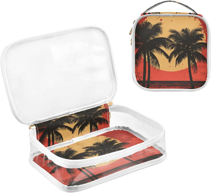 Clear Makeup Bag Approved Clear Travel Toiletry Bag with Zipper Waterproof Organizer Bags Transparent Cosmetic Pouch Traveling 2Pack Tile Color - Colors D