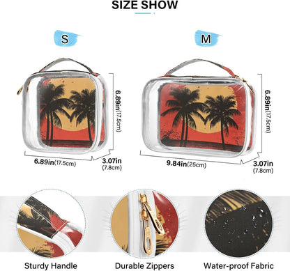 Clear Makeup Bag Approved Clear Travel Toiletry Bag with Zipper Waterproof Organizer Bags Transparent Cosmetic Pouch Traveling 2Pack Tile Color - Colors D
