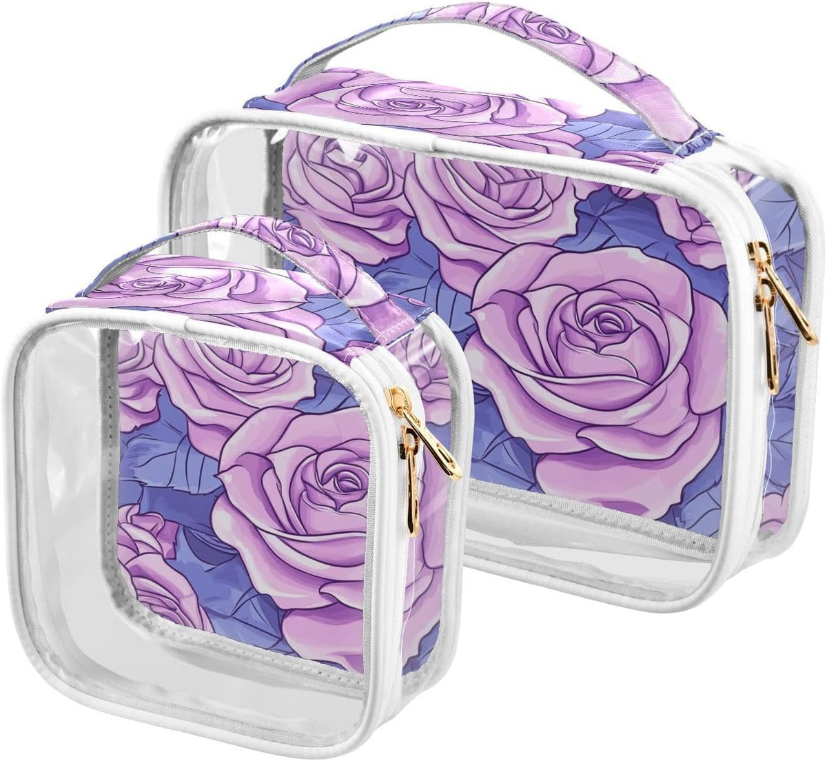 Clear Makeup Bag Approved Clear Travel Toiletry Bag with Zipper Waterproof Organizer Bags Transparent Cosmetic Pouch Traveling 2Pack Tile Color - Colors D