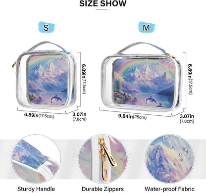 Clear Makeup Bag Approved Clear Travel Toiletry Bag with Zipper Waterproof Organizer Bags Transparent Cosmetic Pouch Traveling 2Pack Tile Color - Colors D