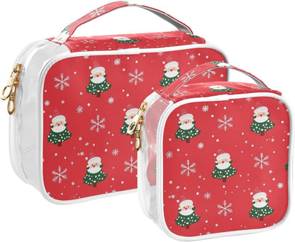 Clear Makeup Bag Approved Clear Travel Toiletry Bag with Zipper Waterproof Organizer Bags Transparent Cosmetic Pouch Traveling 2Pack Tile Color - Colors D