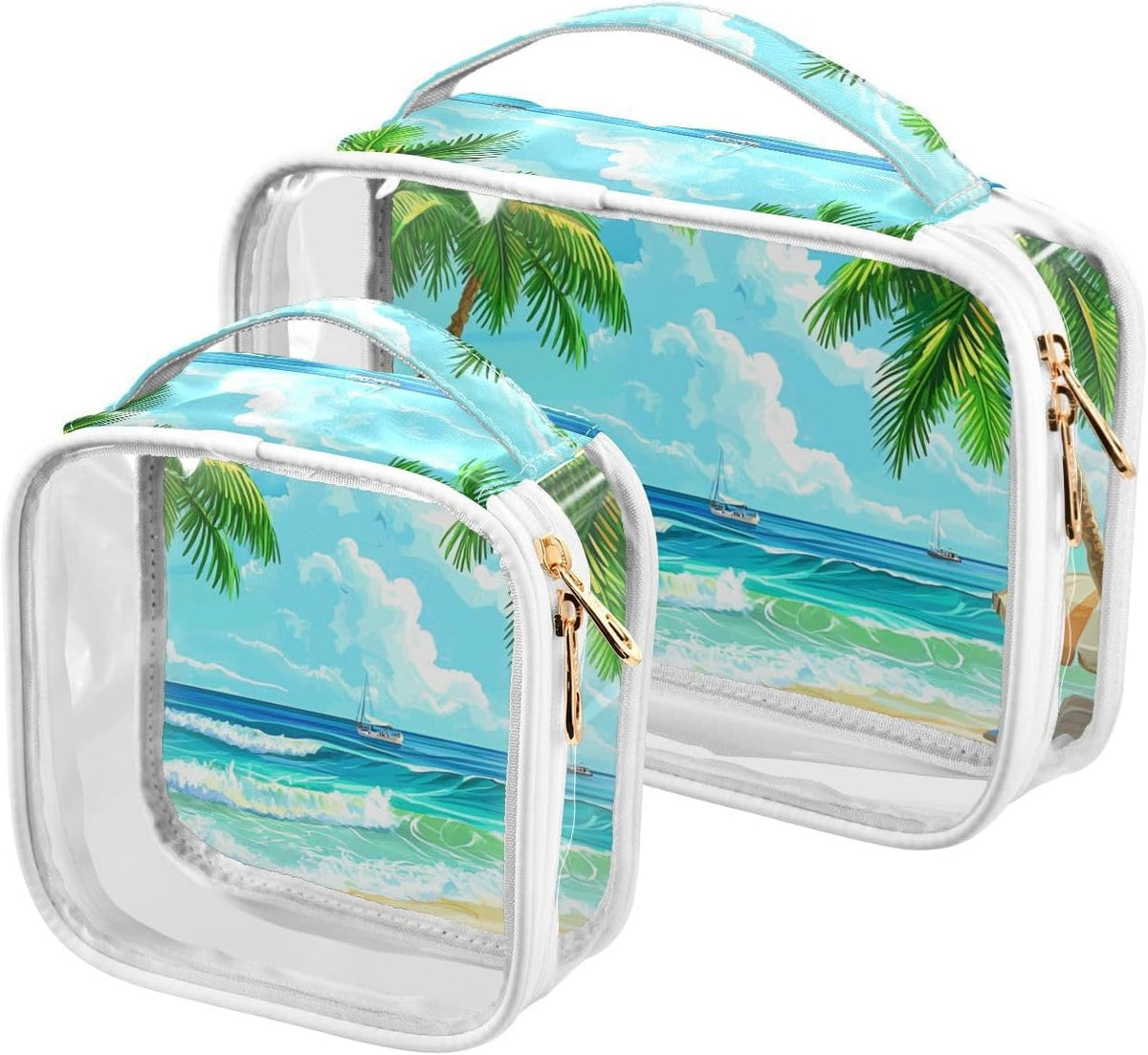 Clear Makeup Bag Approved Clear Travel Toiletry Bag with Zipper Waterproof Organizer Bags Transparent Cosmetic Pouch Traveling 2Pack Tile Color - Colors D