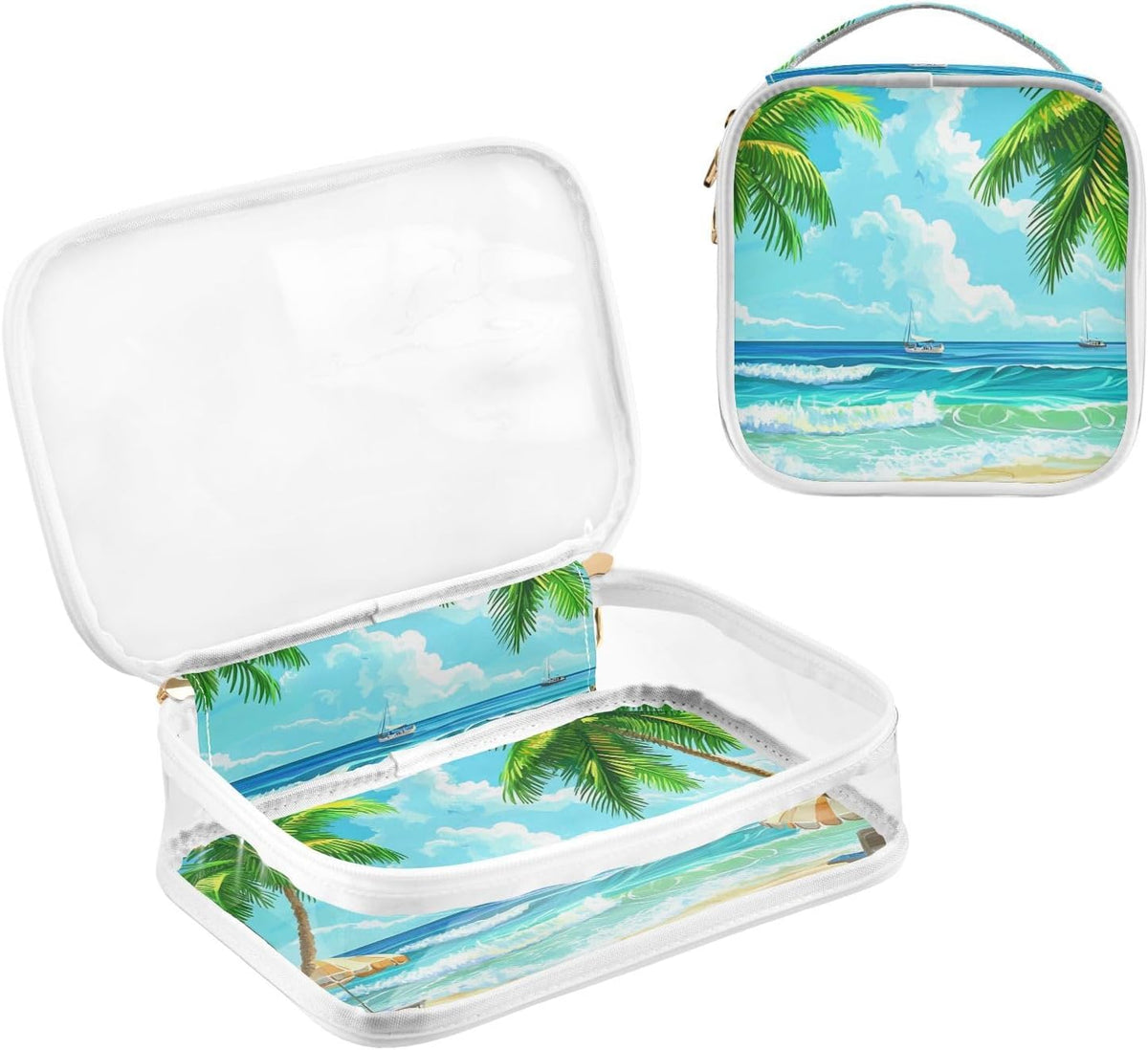 Clear Makeup Bag Approved Clear Travel Toiletry Bag with Zipper Waterproof Organizer Bags Transparent Cosmetic Pouch Traveling 2Pack Tile Color - Colors D