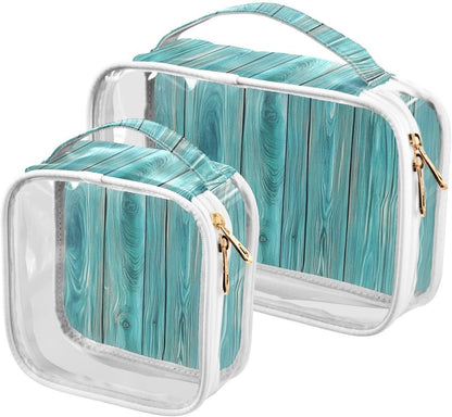 Clear Makeup Bag Approved Clear Travel Toiletry Bag with Zipper Waterproof Organizer Bags Transparent Cosmetic Pouch Traveling 2Pack Tile Color - Colors D