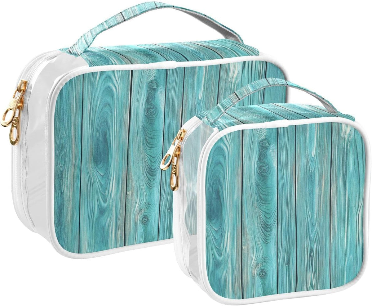 Clear Makeup Bag Approved Clear Travel Toiletry Bag with Zipper Waterproof Organizer Bags Transparent Cosmetic Pouch Traveling 2Pack Tile Color - Colors D