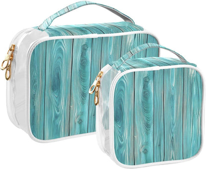Clear Makeup Bag Approved Clear Travel Toiletry Bag with Zipper Waterproof Organizer Bags Transparent Cosmetic Pouch Traveling 2Pack Tile Color - Colors D