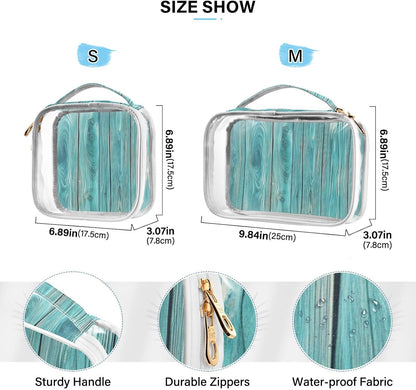 Clear Makeup Bag Approved Clear Travel Toiletry Bag with Zipper Waterproof Organizer Bags Transparent Cosmetic Pouch Traveling 2Pack Tile Color - Colors D