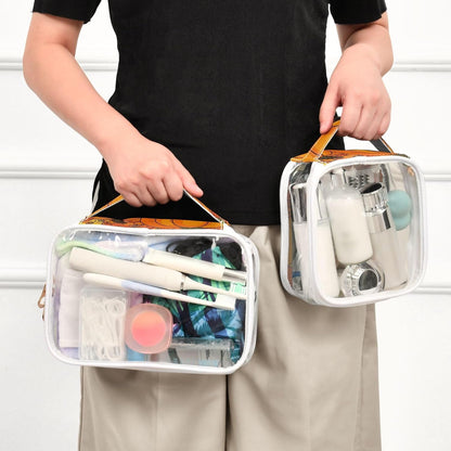 Clear Makeup Bag Approved Clear Travel Toiletry Bag with Zipper Waterproof Organizer Bags Transparent Cosmetic Pouch Traveling 2Pack Tile Color - Colors D