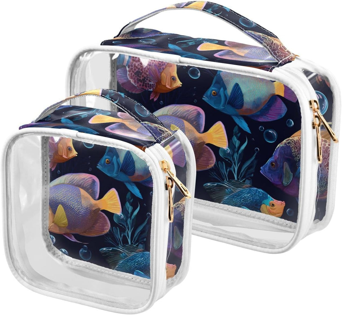 Clear Makeup Bag Approved Clear Travel Toiletry Bag with Zipper Waterproof Organizer Bags Transparent Cosmetic Pouch Traveling 2Pack Tile Color - Colors D