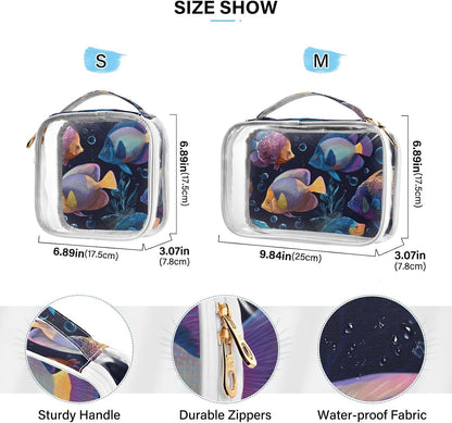 Clear Makeup Bag Approved Clear Travel Toiletry Bag with Zipper Waterproof Organizer Bags Transparent Cosmetic Pouch Traveling 2Pack Tile Color - Colors D