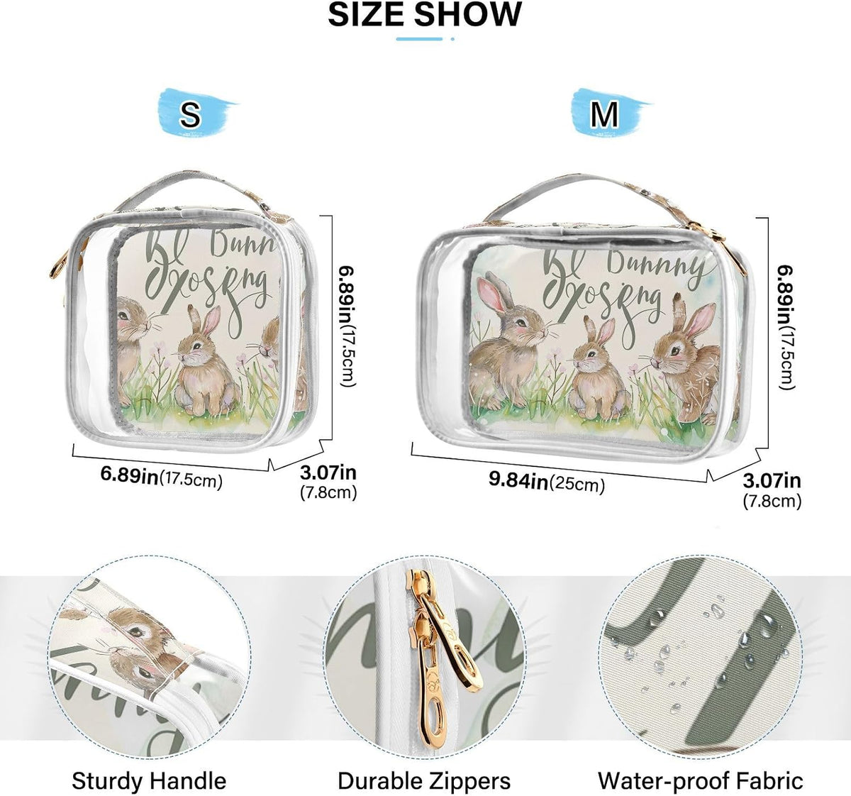 Clear Makeup Bag Approved Clear Travel Toiletry Bag with Zipper Waterproof Organizer Bags Transparent Cosmetic Pouch Traveling 2Pack Tile Color - Colors D