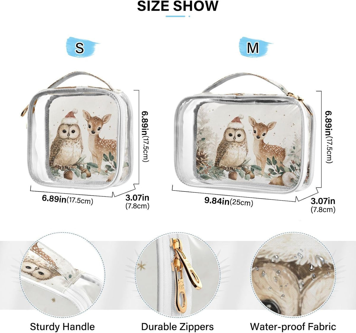 Clear Makeup Bag Approved Clear Travel Toiletry Bag with Zipper Waterproof Organizer Bags Transparent Cosmetic Pouch Traveling 2Pack Tile Color - Colors D