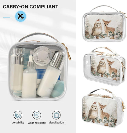 Clear Makeup Bag Approved Clear Travel Toiletry Bag with Zipper Waterproof Organizer Bags Transparent Cosmetic Pouch Traveling 2Pack Tile Color - Colors D