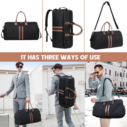 Garment Duffle Bags for Travel Carry On Duffel Bag 3 in 1 Backpack Convertible Suit Bag Suitcase for Hanging Clothes Foldable Weekender Business Flight Bag with Shoes Pouch for Women Men Green