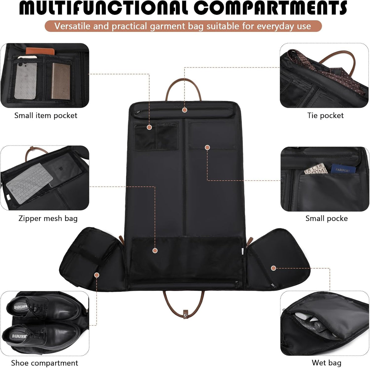 Garment Duffle Bags for Travel Carry On Duffel Bag 3 in 1 Backpack Convertible Suit Bag Suitcase for Hanging Clothes Foldable Weekender Business Flight Bag with Shoes Pouch for Women Men Green