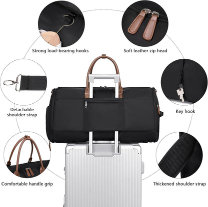 Garment Duffle Bags for Travel Carry On Duffel Bag 3 in 1 Backpack Convertible Suit Bag Suitcase for Hanging Clothes Foldable Weekender Business Flight Bag with Shoes Pouch for Women Men Green