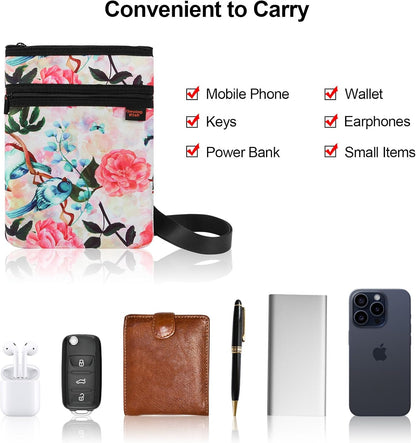 RFID Blocking Passport Holder for Travel Neck Wallet with Adjustable Lanyard 6 Compartments Pouches Passport Wallet for Family (Grey)