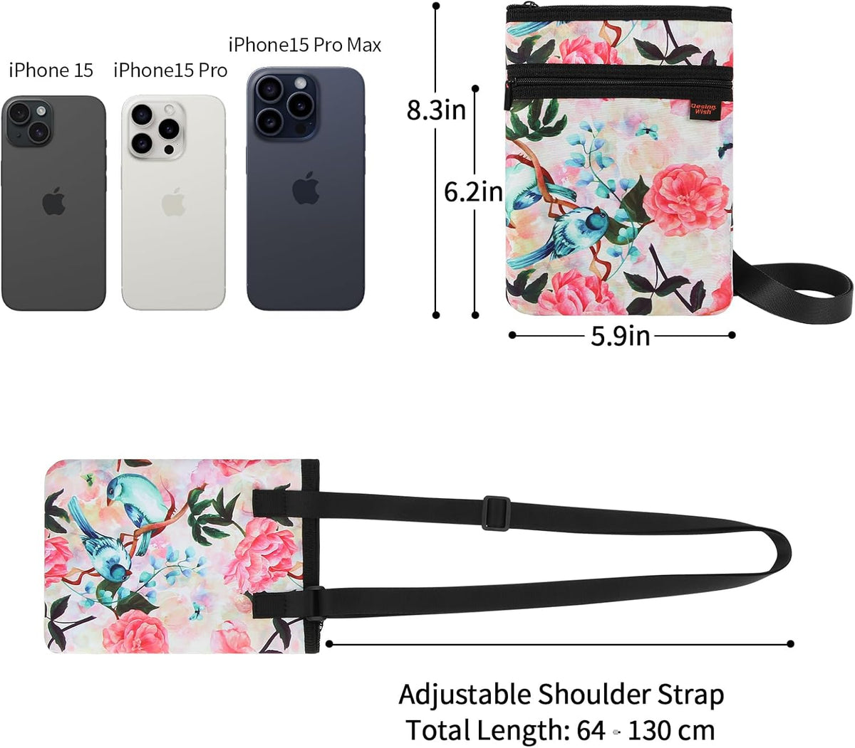 RFID Blocking Passport Holder for Travel Neck Wallet with Adjustable Lanyard 6 Compartments Pouches Passport Wallet for Family (Grey)