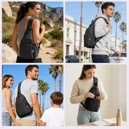Anti-Theft Sling Backpack - Lightweight Water-Resistant Chest Daypack for Travel, Hiking & Outdoor