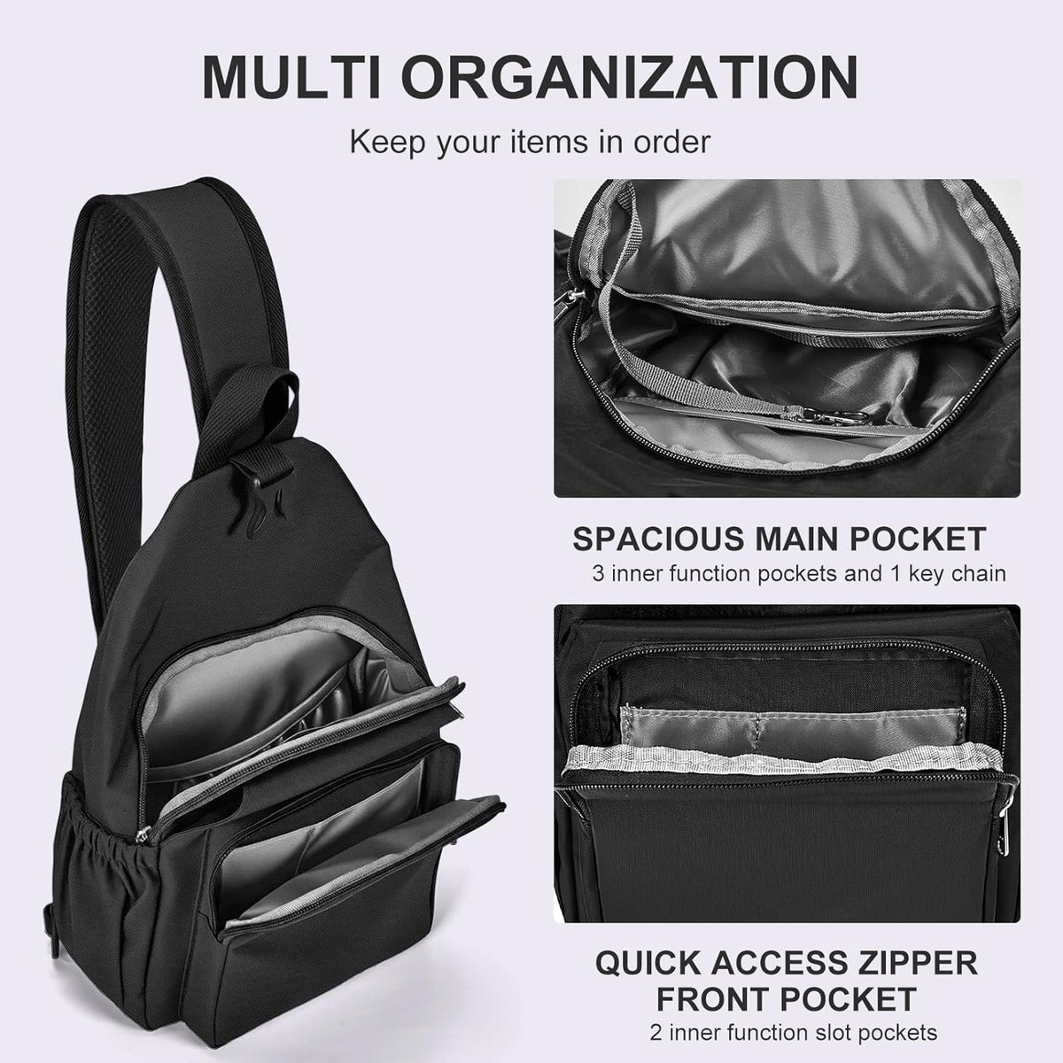 Anti-Theft Sling Backpack - Lightweight Water-Resistant Chest Daypack for Travel, Hiking & Outdoor