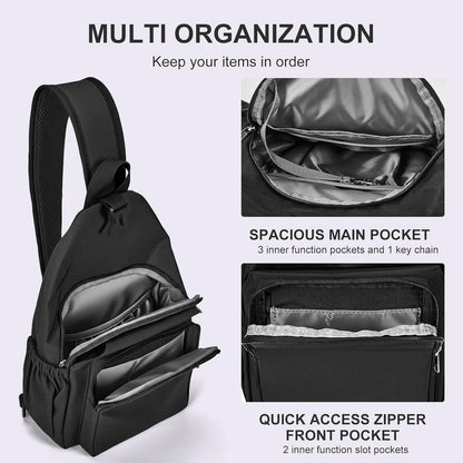 Anti-Theft Sling Backpack - Lightweight Water-Resistant Chest Daypack for Travel, Hiking & Outdoor