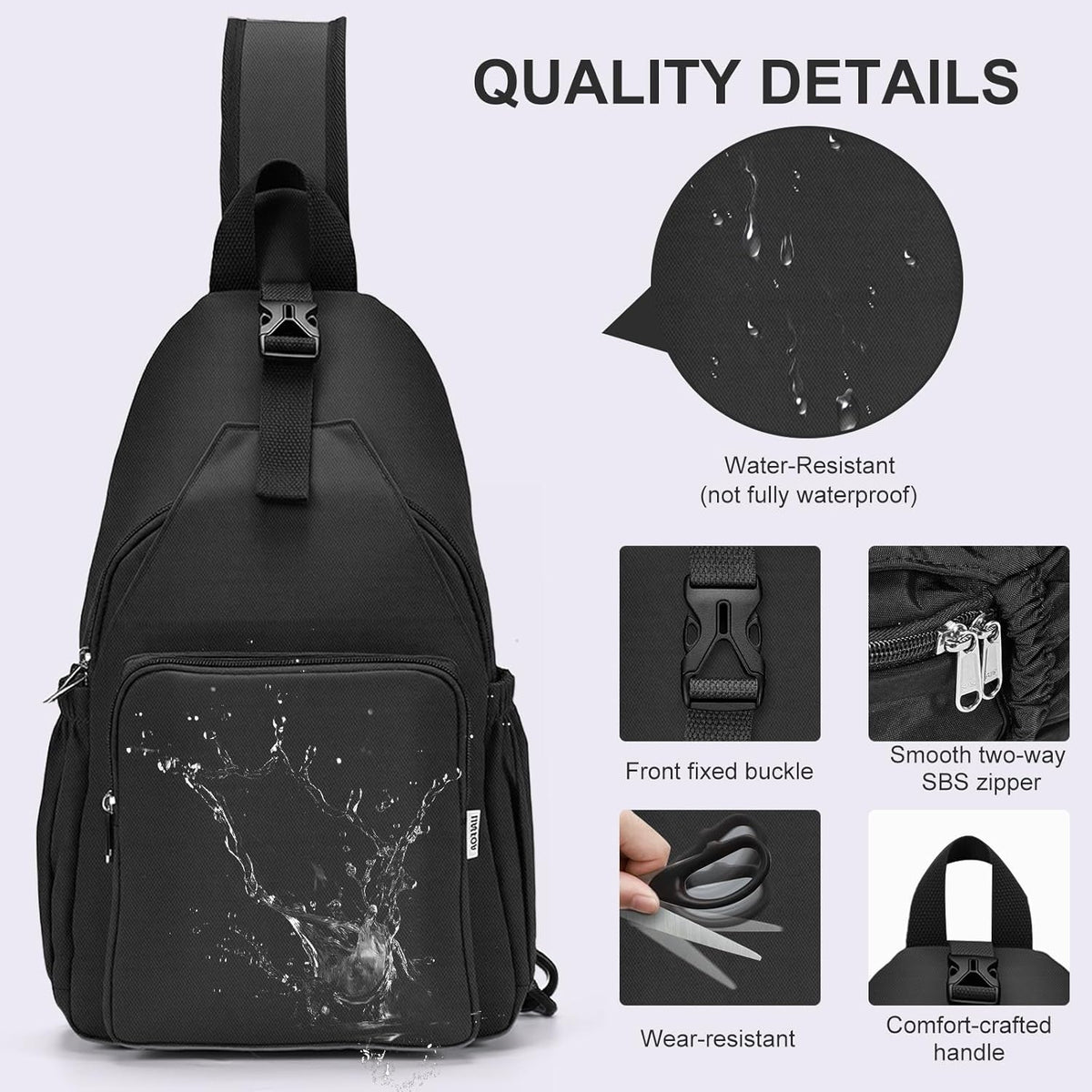 Anti-Theft Sling Backpack - Lightweight Water-Resistant Chest Daypack for Travel, Hiking & Outdoor