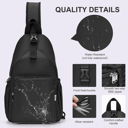 Anti-Theft Sling Backpack - Lightweight Water-Resistant Chest Daypack for Travel, Hiking & Outdoor