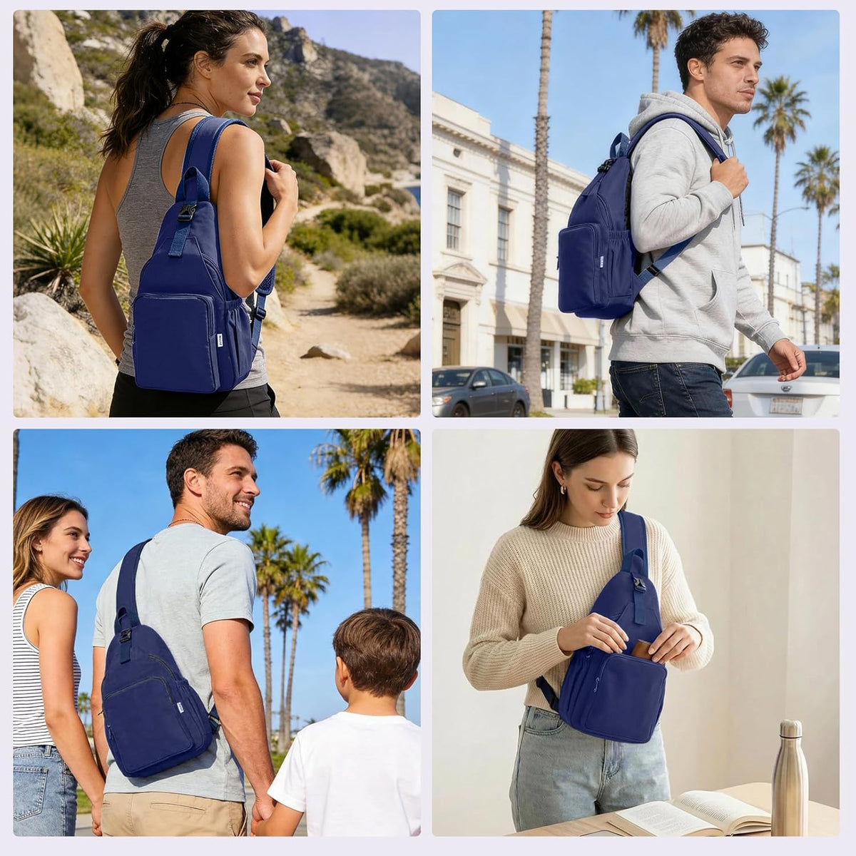 Anti-Theft Sling Backpack - Lightweight Water-Resistant Chest Daypack for Travel, Hiking & Outdoor