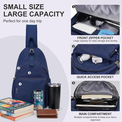 Anti-Theft Sling Backpack - Lightweight Water-Resistant Chest Daypack for Travel, Hiking & Outdoor