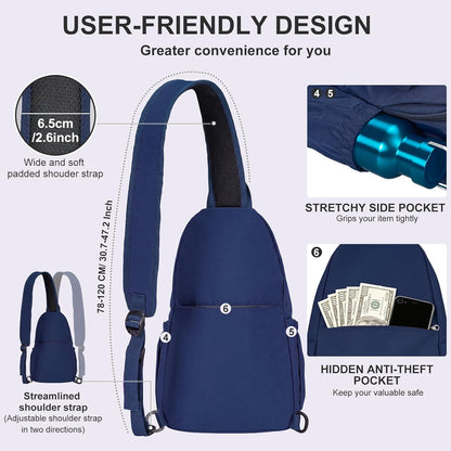 Anti-Theft Sling Backpack - Lightweight Water-Resistant Chest Daypack for Travel, Hiking & Outdoor