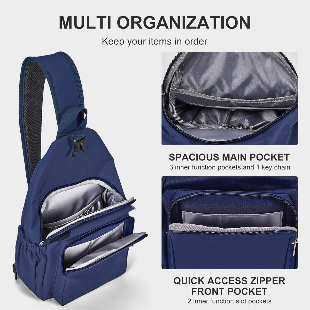 Anti-Theft Sling Backpack - Lightweight Water-Resistant Chest Daypack for Travel, Hiking & Outdoor