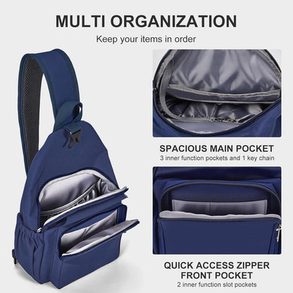 Anti-Theft Sling Backpack - Lightweight Water-Resistant Chest Daypack for Travel, Hiking & Outdoor