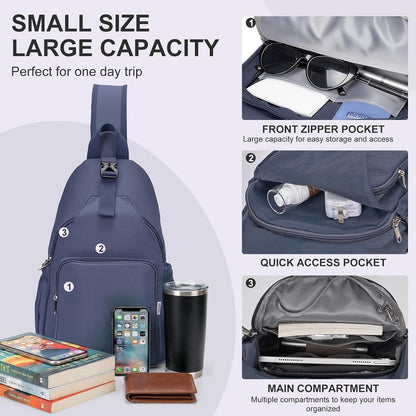 Anti-Theft Sling Backpack - Lightweight Water-Resistant Chest Daypack for Travel, Hiking & Outdoor