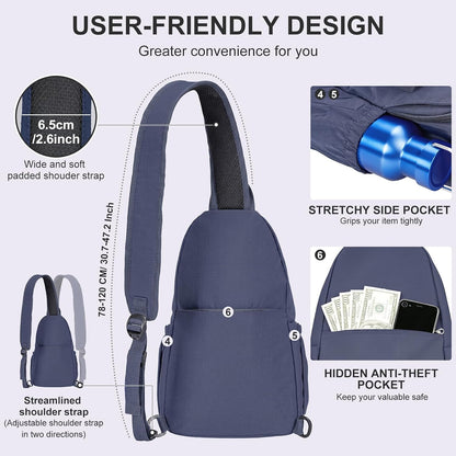Anti-Theft Sling Backpack - Lightweight Water-Resistant Chest Daypack for Travel, Hiking & Outdoor