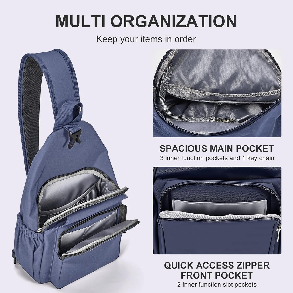 Anti-Theft Sling Backpack - Lightweight Water-Resistant Chest Daypack for Travel, Hiking & Outdoor