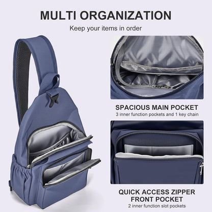 Anti-Theft Sling Backpack - Lightweight Water-Resistant Chest Daypack for Travel, Hiking & Outdoor