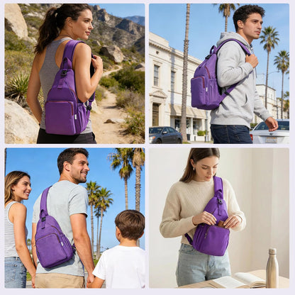 Anti-Theft Sling Backpack - Lightweight Water-Resistant Chest Daypack for Travel, Hiking & Outdoor