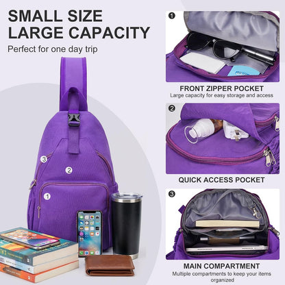 Anti-Theft Sling Backpack - Lightweight Water-Resistant Chest Daypack for Travel, Hiking & Outdoor