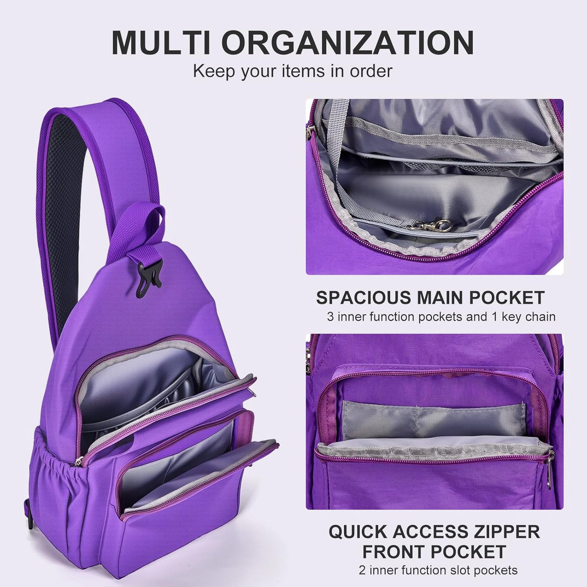 Anti-Theft Sling Backpack - Lightweight Water-Resistant Chest Daypack for Travel, Hiking & Outdoor