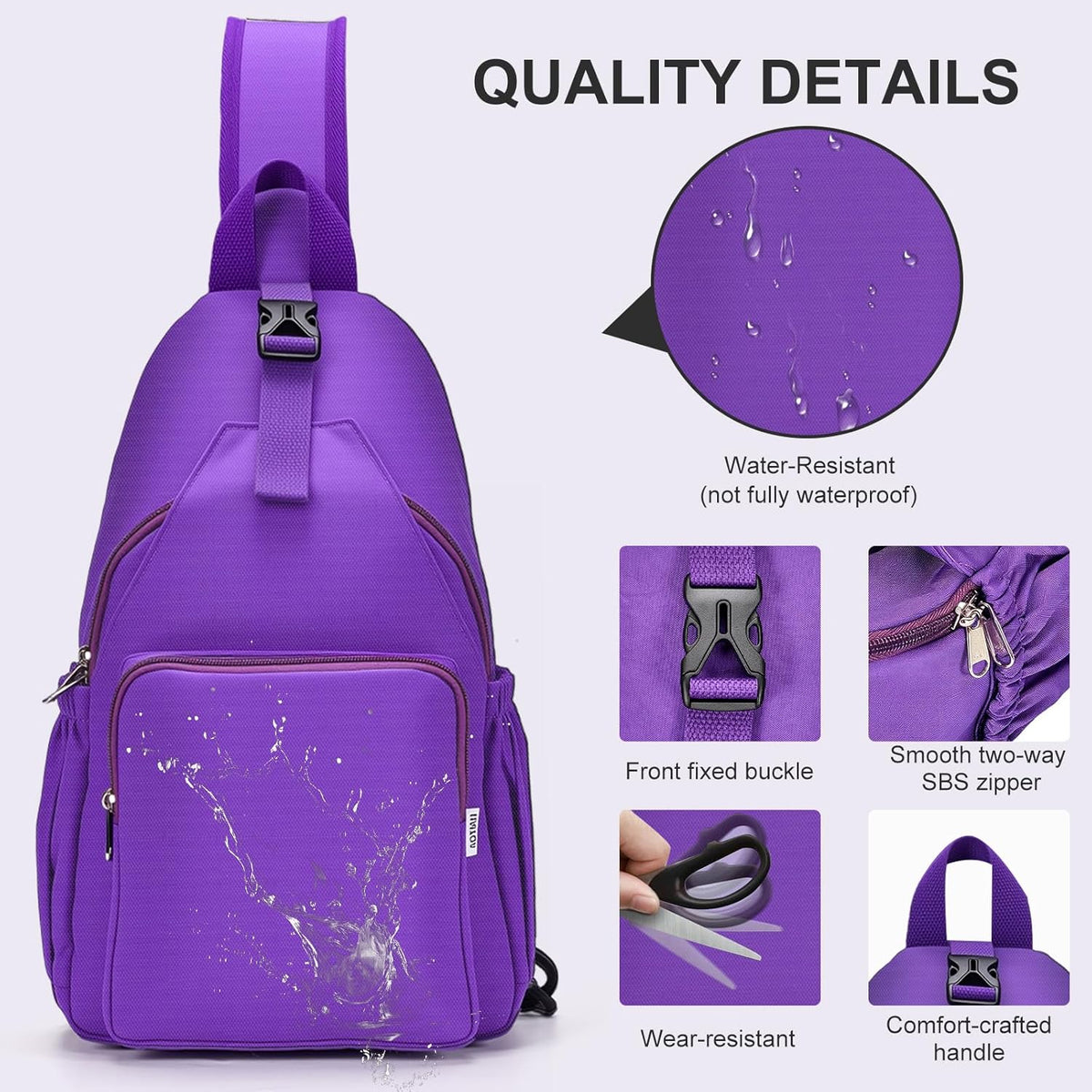 Anti-Theft Sling Backpack - Lightweight Water-Resistant Chest Daypack for Travel, Hiking & Outdoor