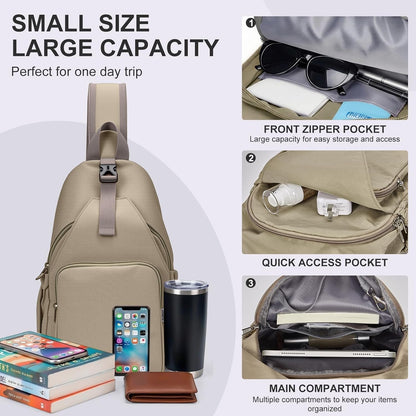 Anti-Theft Sling Backpack - Lightweight Water-Resistant Chest Daypack for Travel, Hiking & Outdoor