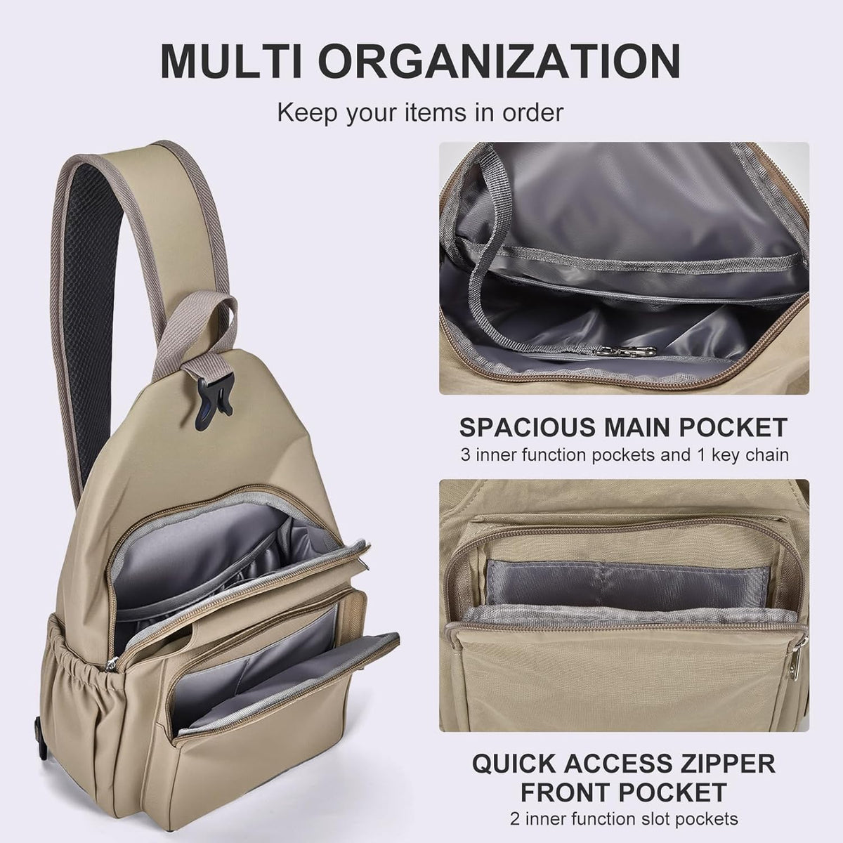 Anti-Theft Sling Backpack - Lightweight Water-Resistant Chest Daypack for Travel, Hiking & Outdoor