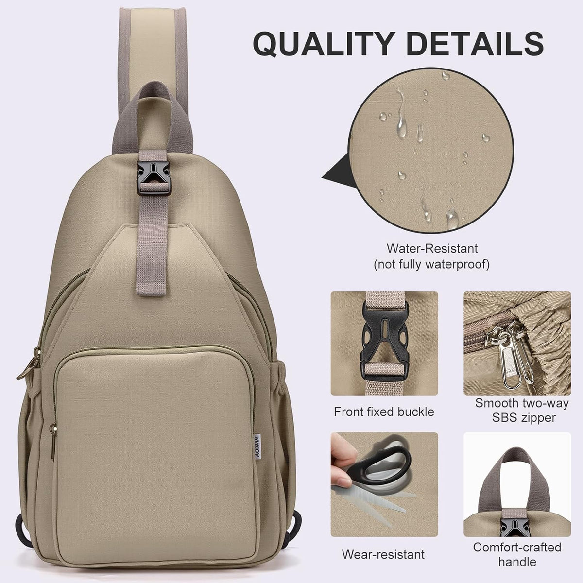 Anti-Theft Sling Backpack - Lightweight Water-Resistant Chest Daypack for Travel, Hiking & Outdoor