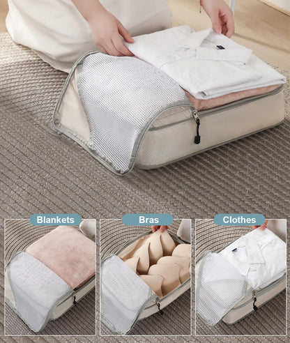 Large Compression Packing Cubes for Travel, 4-Pack Extra Large Packing Cubes with Double Compression Zipper, Luggage Organizers for Carry On, Cruise, Family Vacation & Business Travel