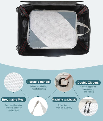 Large Compression Packing Cubes for Travel, 4-Pack Extra Large Packing Cubes with Double Compression Zipper, Luggage Organizers for Carry On, Cruise, Family Vacation & Business Travel
