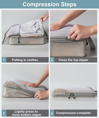 Large Compression Packing Cubes for Travel, 4-Pack Extra Large Packing Cubes with Double Compression Zipper, Luggage Organizers for Carry On, Cruise, Family Vacation & Business Travel