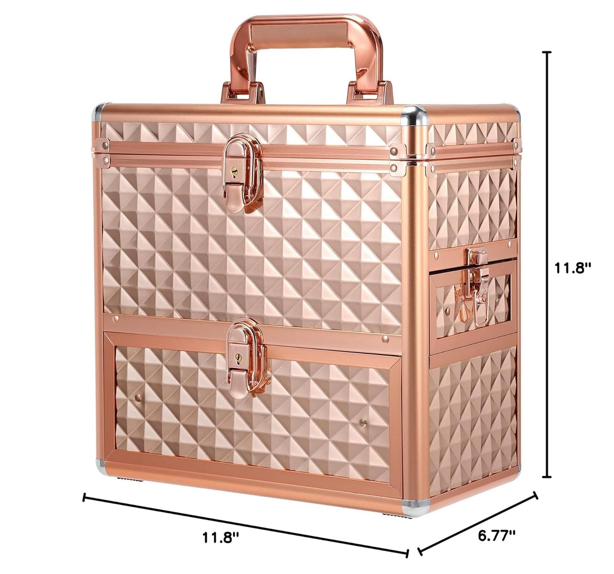 Extra Large Makeup Organizer Case Cosmetic Box Storage with Drawer Mirror Nail Manicure Accessory Organizer With Dividers Travel Nail Art Case for Makeup Artist Nail Tech Case Watery Blue
