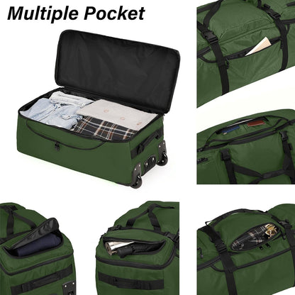 Rolling Duffle Bag with Wheels, 90L 32-inch Large Foldable Travel Duffel Bags Durable, Tear-resistant Heavy-duty Luggage Bag (Black)
