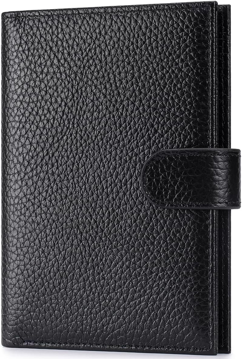 Passport Holder for Travel Women RFID Blocking Genuine Leather Passport Wallet with Card Slots, Zipper Coins Pocket, Cash Holder, Green